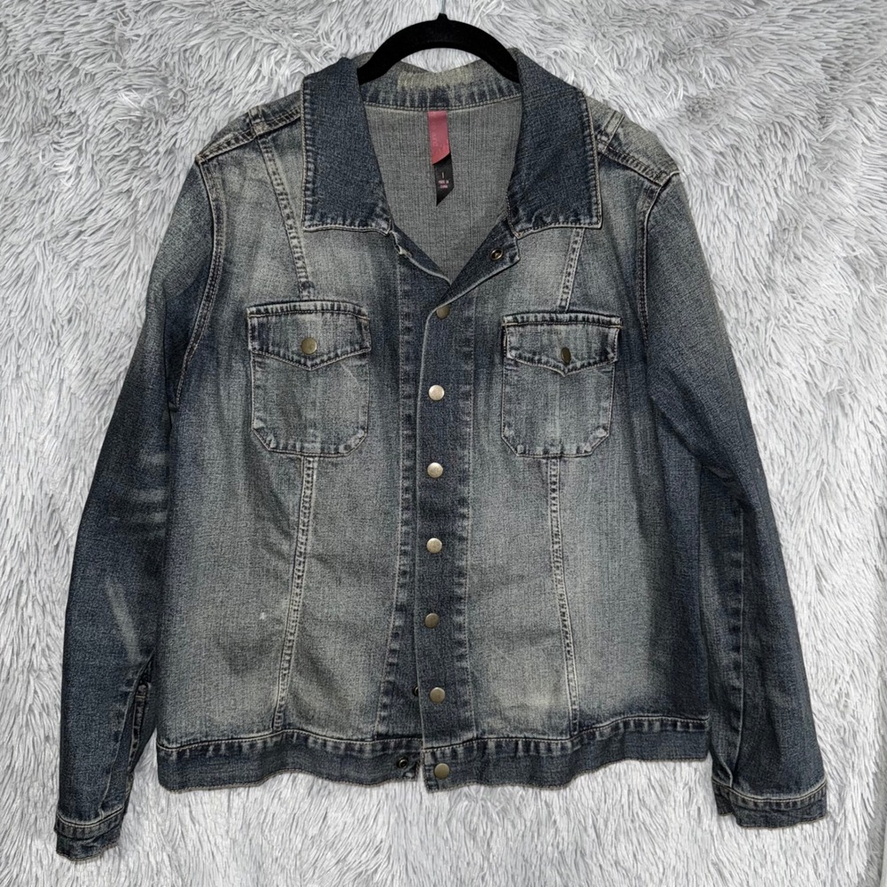 Womens Denim Jacket Blue‎ Wash Button Up Pockets Long Sleeve Classic Jean Style